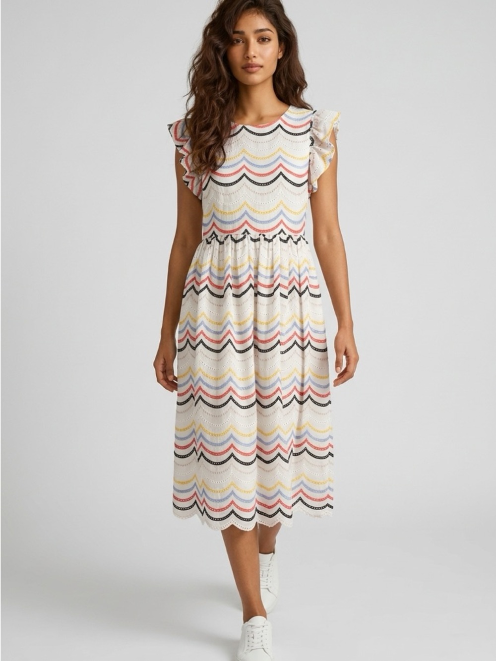 Colorful Chevron Ruffle Dress - Picture 4 of 9